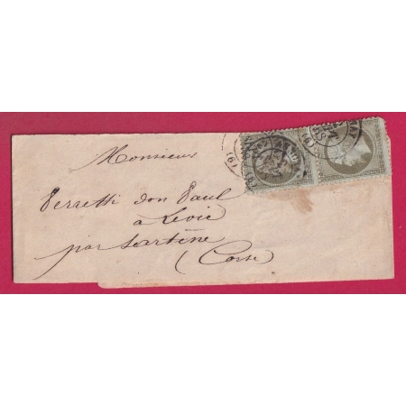 N°19 PAIRE CAD ANNONAY ARDECHE SUR BANDE DE JOURNAL POUR SARTENE CORSE LETTRE COVER FRANCE