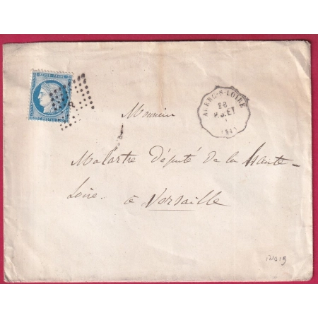 N°60 CONVOYEUR STATION AUREC SUR LOIRE HAUTE LOIRE LIGNE P.S.ET VERSAILLES ASSEMBLEE NATIONALE AU DOS LETTRE
