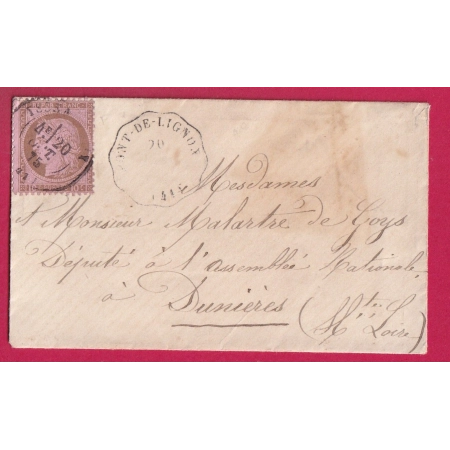 N°54 CONVOYEUR STATION PONT DE LIGNON HAUTE LOIRE POUR DUNIERES AU DOS MONISTROL IND 20 YSSENGEAUX LETTRE COVER FRANCE