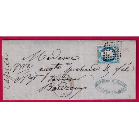 N°60 CONVOYEUR STATION VARENNES SUR ALLIER POUR BORDEAUX LETTRE COVER FRANCE