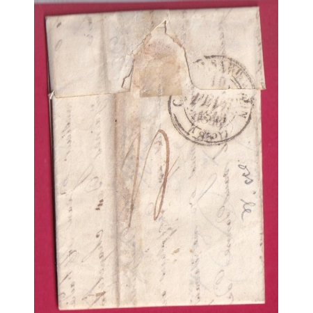 CURSIVE 45 DURAS LOT ET GARONNE TYPE 13 MARMANDE + PP EN ROUGE POUR CASTELSARRASIN 1843 LETTRE INDICE 10