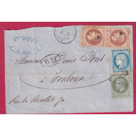 N°25 26 PAIRE 37 CAD GARE DE DAX LANDES BM DE DAX POUR TOULOUSE PC DU GC 532 BORDEAUX DEVANT DE LETTRE COVER FRANCE