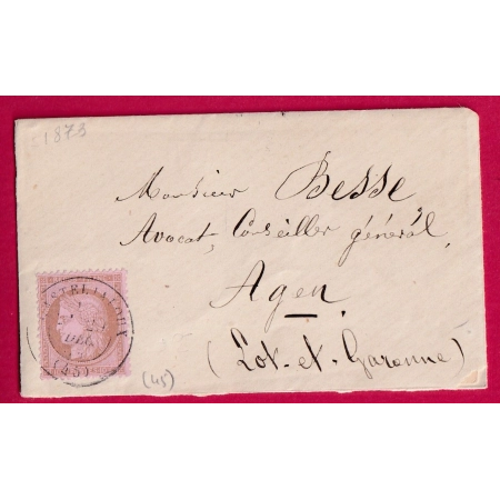 N°58 CAD TYPE 17 CASTELJALOUX LOT ET GARONNE TARIF CARTE DE VISITE POUR AGEN LETTRE COVER FRANCE
