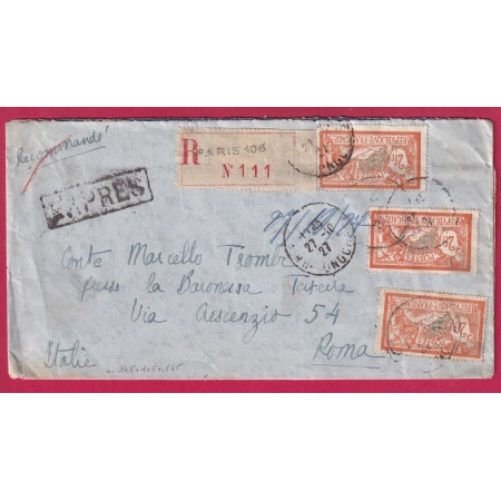 N°145 X3 MERSON PARIS 106 RECOMMANDE EXPRESS POUR ROME ROMA ITALIE ITALIA LETTRE COVER FRANCE