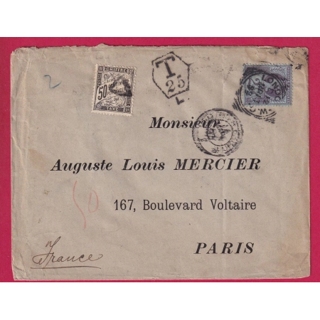 TIMBRE TAXE N°20 50C NOIR DUVAL SUR LETTRE IMPRIMEE LONDRES LONDON ANGLETERRE COVER FRANCE