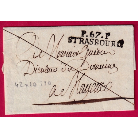 MARQUE P67P STRASBOURG BAS RHIN POUR MAYENCE ALLEMAGNE LETTRE COVER FRANCE