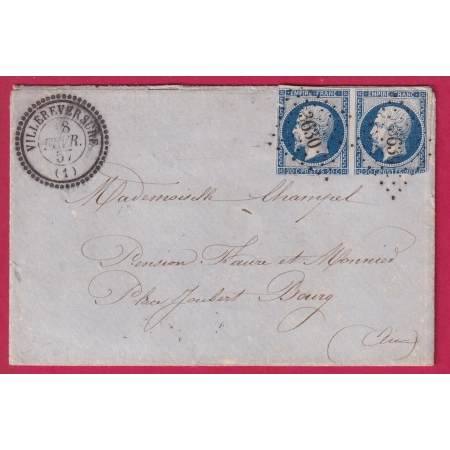 N°14 PAIRE PC VILLEREVERSURE AIN POUR BOURG EN BRESSE INDICE 17 LETTRE COVER FRANCE