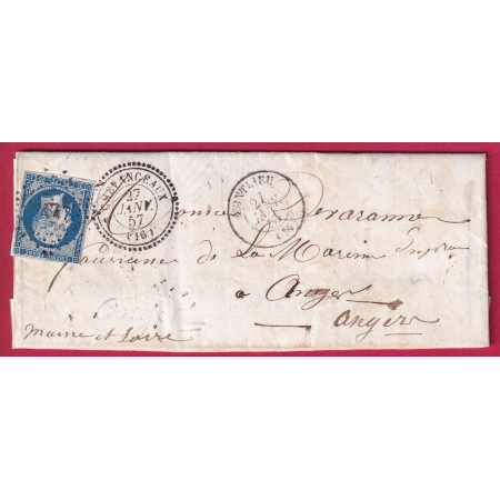 N°14 PC 847 CHEVANCEAUX CHARENTE INFERIEURE CAD TYPE 22 POUR ANGERS MAINE ET LOIRE LETTRE COVER FRANCE