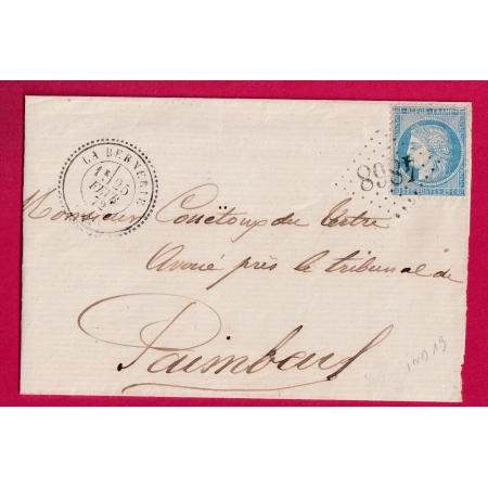 N°60 GC 4860 LA BERNERIE LOIRE INFERIEURE CAD TYPE 24 POUR PAIMBOEUF INDICE 19 LETTRE COVER FRANCE