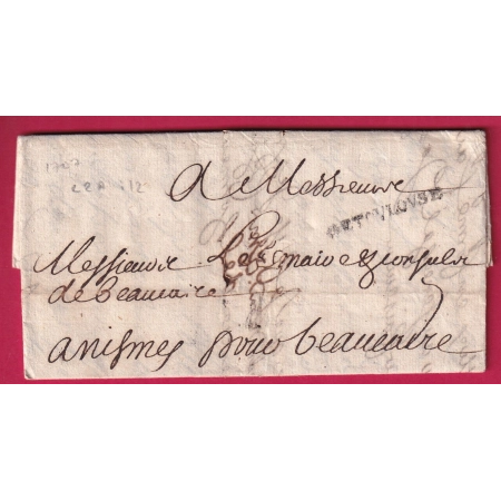 MARQUE DE TOULOUSE HAUTE GARONNE 1707 LENAIN N°2A INDICE 12 POUR BEAUCAIRE GARD LETTRE COVER FRANCE