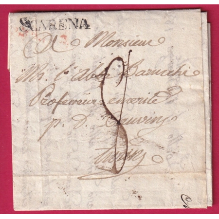 MARQUE SARDE SCARENA L'ESCARENE ALPES MARITIMES POUR TURIN SARDAIGNE TEXTE LOETTO ? 1829 LETTRE COVER FRANCE