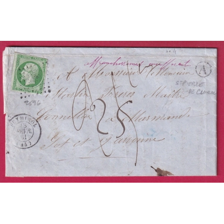 N°12 TAXE 25C AFFRANC INSUFF PC 2596 PUYMIROL LOT ET GARONNE BOITE RURALE A ST PIERRE DE CLAIRAC MARMANDE LETTRE FRANCE