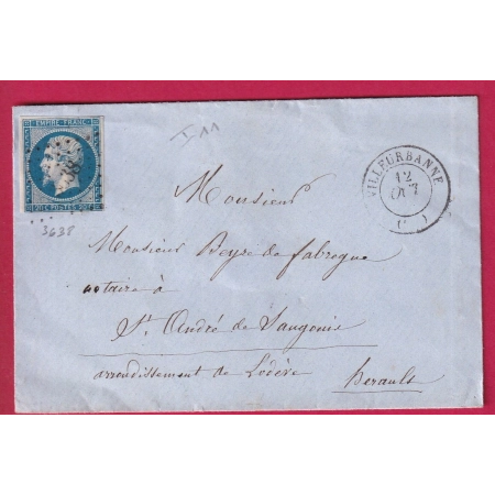 N14 PC 3638 VILLEURBANE RHONE POUR ST ANDRE DE SANGONIS HERAULT INDICE 11 LETTRE FRANCE