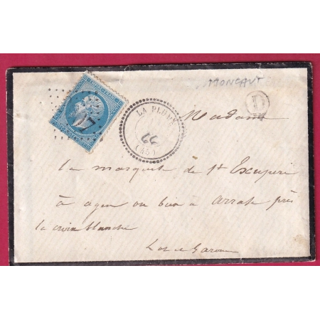 N°22 GC 2907 LA PLUME LOT ET GARONNE  CAD TYPE 22 BOITE RURALE D MONCAUT LA CROIX BLANCHE  LETTRE FRANCE