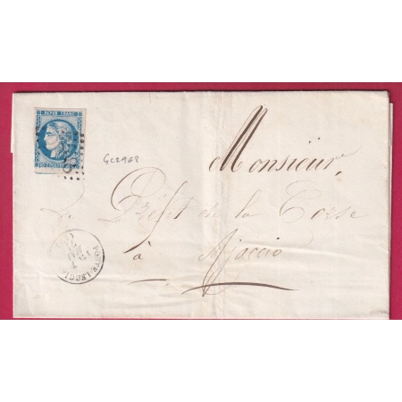 N°46B BLEU CLAIR GC 2968 PONTE LECCIA CORSE POUR AJACCIO LETTRE COVER FRANCE