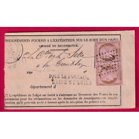 N°54 PAIRE GC 1339 CAD TYPE 18 DOUE LA FONTAINE MAINE ET LOIRE FRAGMENT DE LETTRE FRANCE