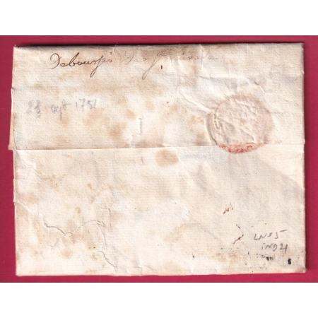 DEBOURSE MANUSCRIT STE LIVRADE LOT ET GARONNE DEPART BORDEAUX GIRONDE 1751 LENAIN N°5 INDICE 21 LETTRE FRANCE