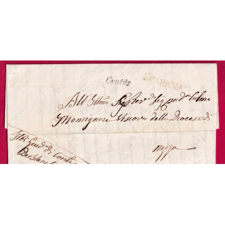 MARQUE SARDE SCARENA L'ESCARENE ALPES MARITIMES + CURSIVE CONTES EN FRANCHISE 1847 POUR NICE LETTRE COVER FRANCE