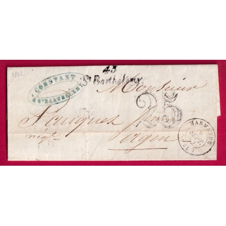 CURSIVE 45 ST BARTHELEMY LOT ET GARONNE T15 MARMANDE POUR AGEN TAXE 25 COVER FRANCE