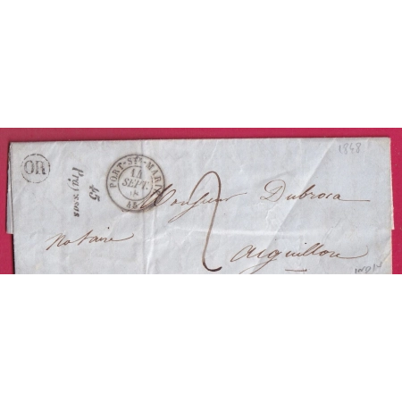 CURSIVE 45 PRAYSSAS LOT ET GARONNE T15 PORT STE MARIE POUR AIGUILLON OR A IDENTIFIE 1848 COVER FRANCE