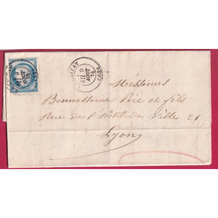 N°60 CAD TYPE 17 LA CIOTAT BOUCHES DU RHONE POUR LYON LETTRE COVER FRANCE