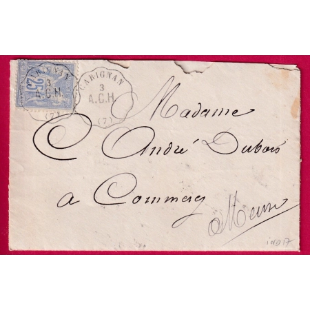 N°78 CONVOYEUR STATION CARIGNAN ARDENNES POUR COMMERCY MEUSE INDICE 17 LETTRE FRANCE