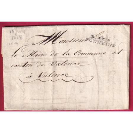 MARQUE P45P TONNEINS LOT ET GARONNE 1808 POUR VALENCE D'AGEN INDICE 14 LETTRE FRANCE