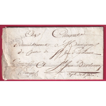 MARQUE 37 GRENOBLE ISERE FRANCHISE LE COMMISSAIRE DES GUERRES 7EME DIV MILITAIRE BOURGEOIS ST JEAN D'AVELANNE