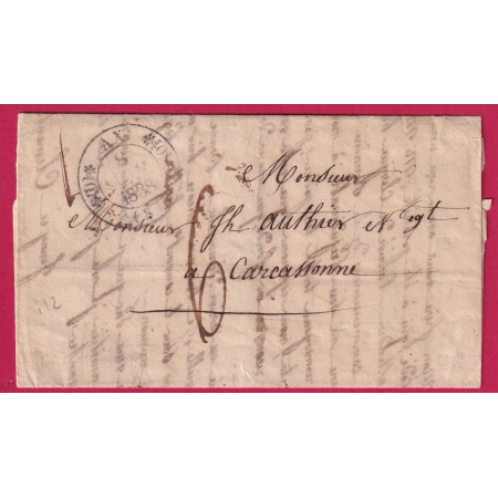 CAD TYPE 11 AX ARIEGE 1838 POUR CARCASSONNE AUDE LETTRE COVER