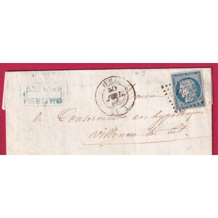 N°4 PC 1354 FUMEL LOT ET GARONNE CAD TYPE 14 POUR VILLENEUVE SUR LOT LETTRE COVER