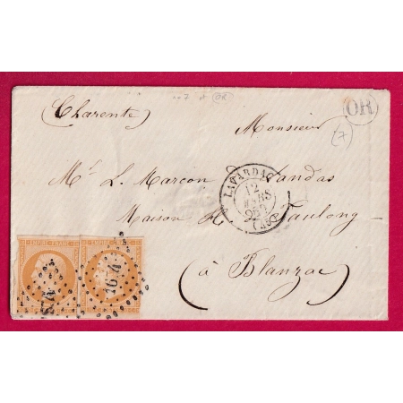 N°13B X2 PC 1674 LAVARDAC LOT ET GARONNE POUR BLANZAC CHARENTE LETTRE COVER