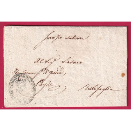 MACERATA 1813 FRANCHISE COMMISSAIRE GUERRES PAGES + CONTRESEING POUR RABISAGLIA ITALIE ITALIA LETTRE COVER