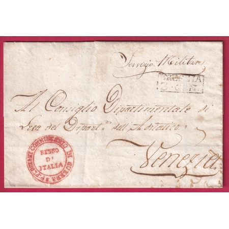 BRESCIA 1808 FRANCHISE COMMISSAIRE GUERRES PERSIANI POUR VENEZIA VENISE ITALIE ITALIA LETTRE COVER