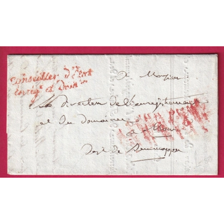FRANCHISE ADMIN ENREGISTREMENT DOMAINES TIMBRE ET IMPRESSION PARIS 1809 POUR MONS BELGIQUE LETTRE COVER