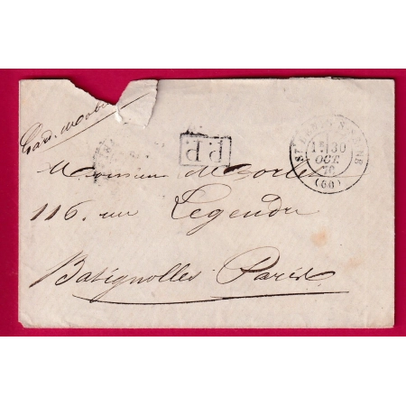 GUERRE 1870 GARDE MOBILE ST DENIS SUR SEINE POUR LES BATIGNOLLES 30 OCTOBRE 1870 LETTRE COVER PARIS