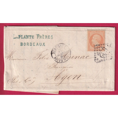 N°23 GC 532 BORDEAUX BOITE MOBILE POUR AGEN LOT ET GARONNE LETTRE COVER FRANCE
