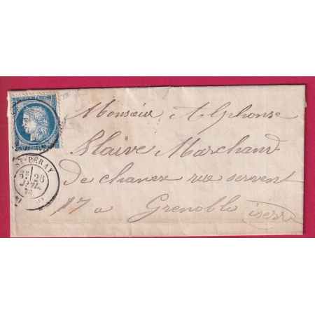 N°60 CAD TYPE 18 ST PERAY ARDECHE POUR GRENOBLE ISERE LETTRE COVER
