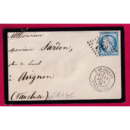 N°60 GC 788 CAVAILLON VAUCLUSE CAD TYPE 18 POUR AVIGNON LETTRE COVER