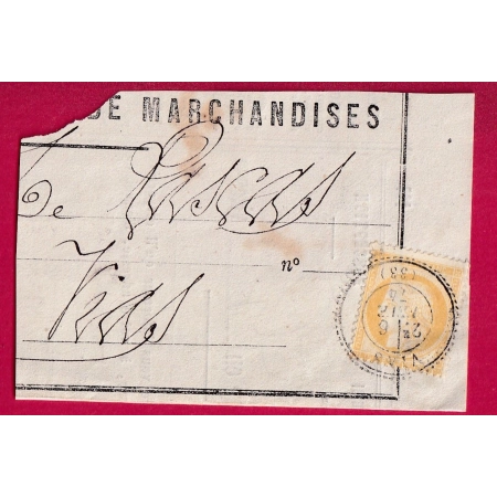 N°59 CAD TYPE 24 VIAS HERAULT FRAGMENT DE LETTRE CACHET DE GARE AU DOS LETTRE COVER