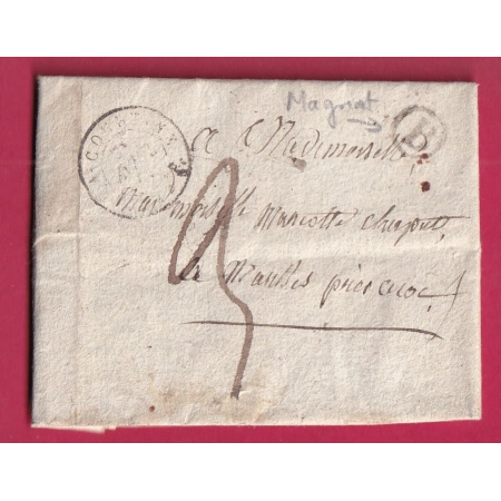 CAD TYPE 15 LA COURTINE CREUSE BOITE RURALE B MAGNAT POUR CROQ BELLEGARDE EN MARCHE LETTRE FRANCE