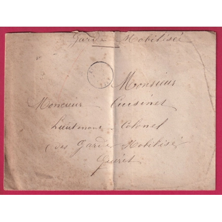 GUERRE 1870 EVAUX CREUSE 26 JANVIER 1871 POUR LIEUTENANT COLONEL CUISINET GARDE MOBILE GUERET LETTRE FRANCE