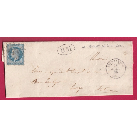 N°29 GC 576 BOURGANEUF CREUSE BM BOITE MOBILE DE PEYRAT LE CHATEAU POUR LIMOGES HAUTE VIENNE LETTRE FRANCE