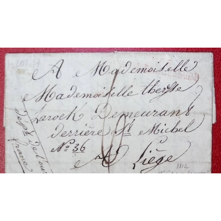 MARQUE N°5 ARMEE ALLEMAGNE TEXTE BERLIN 1812 POUR LIEGE BELGIQUE LETTRE COVER