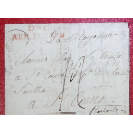 MARQUE DonC ARMEE DU NORD TEXTE MIDELBOURG MIDDELBURG PAYS BAS ZELANDE 1798 ST COME SARTHE LETTRE COVER