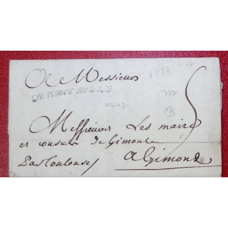 MARQUE DE MONTAUBAN TARN ET GARONNE LENAIN N°4 1737 POUR LIMOUX AUDE GIMONT INDICE 12 LETTRE COVER