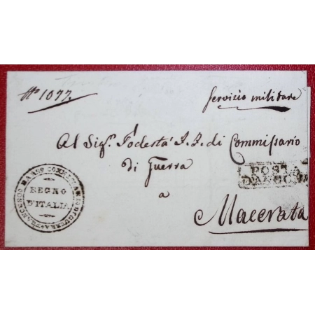 ANCONA FRANCHISE COMMISSAIRE DES GUERRES FRANCESCO BARSS 1809 MACERATA ITALIE ITALIA  LETTRE COVER