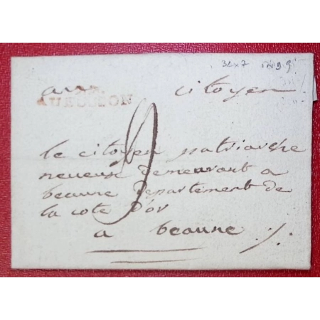 MARQUE 22. AUBUSSON CREUSE EN ROUGE POUR BEAUNE 32X7 INDICE 9 LETTRE COVER