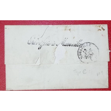 MARQUE PURIFIEE A MARSEILLE 1834 PAYS OUTREMER POUR MARSEILLE LETTRE COVER