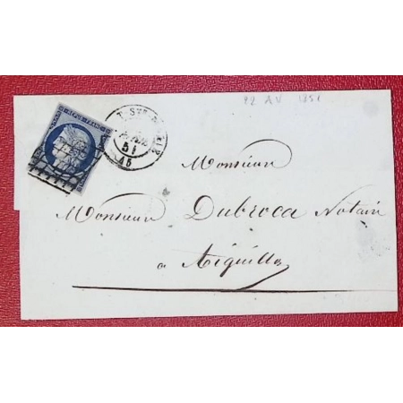 N°4 TTB BLEU FONCE GRILLE PORT STE MARIE LOT ET GARONNE POUR AIGUILLON LETTRE COVER