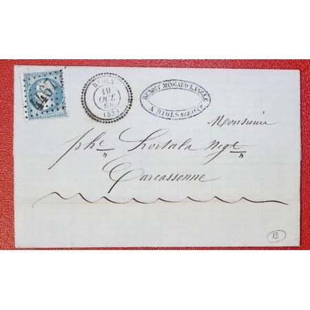 N°22 GC 4467 RIOLS HERAULT CAD TYPE 22 POUR CARCASSONNE AUDE INDICE 13 LETTRE COVER FRANCE